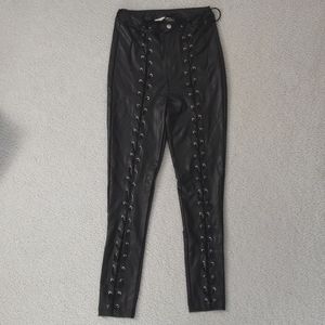 Dollskill Lace Up High Waisted Vinyl Pants